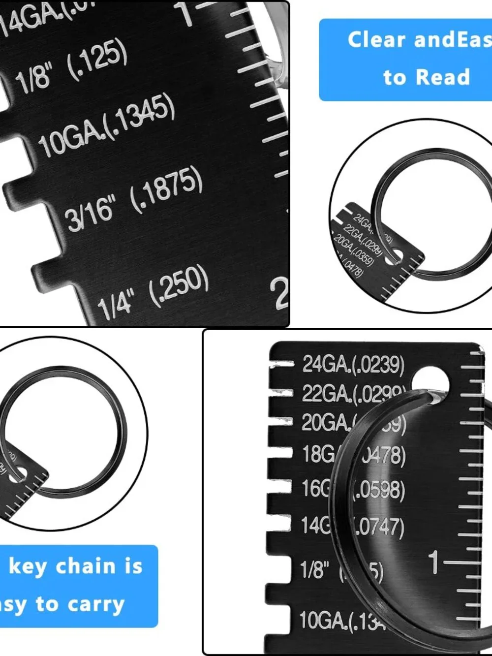 Xuhal 4 Pieces Double Sided Wire Metal Sheet Thickness Gauge Wire Measurement To